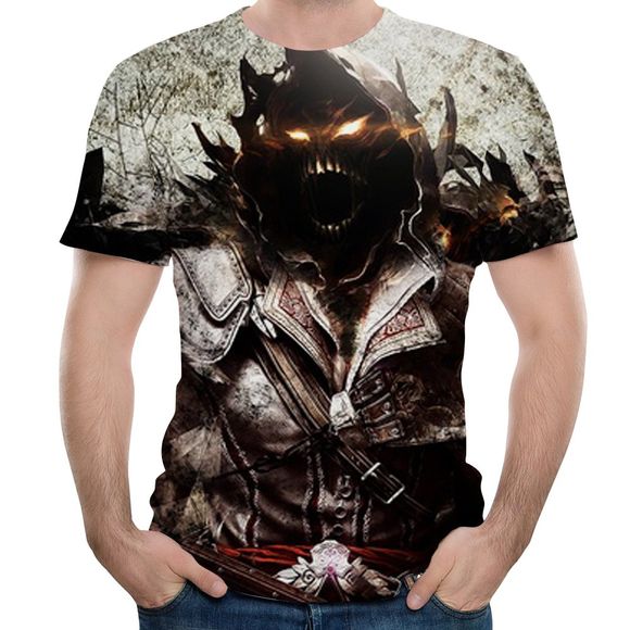 T-shirt à manches courtes impression Casual Trend 3D Hommes été nouveau style - Vampire Gris 6XL
