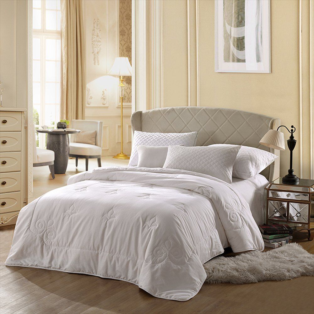 

LOVO Home Jacquard Cotton Pure Silkworm Silk Quilt Made in China, White