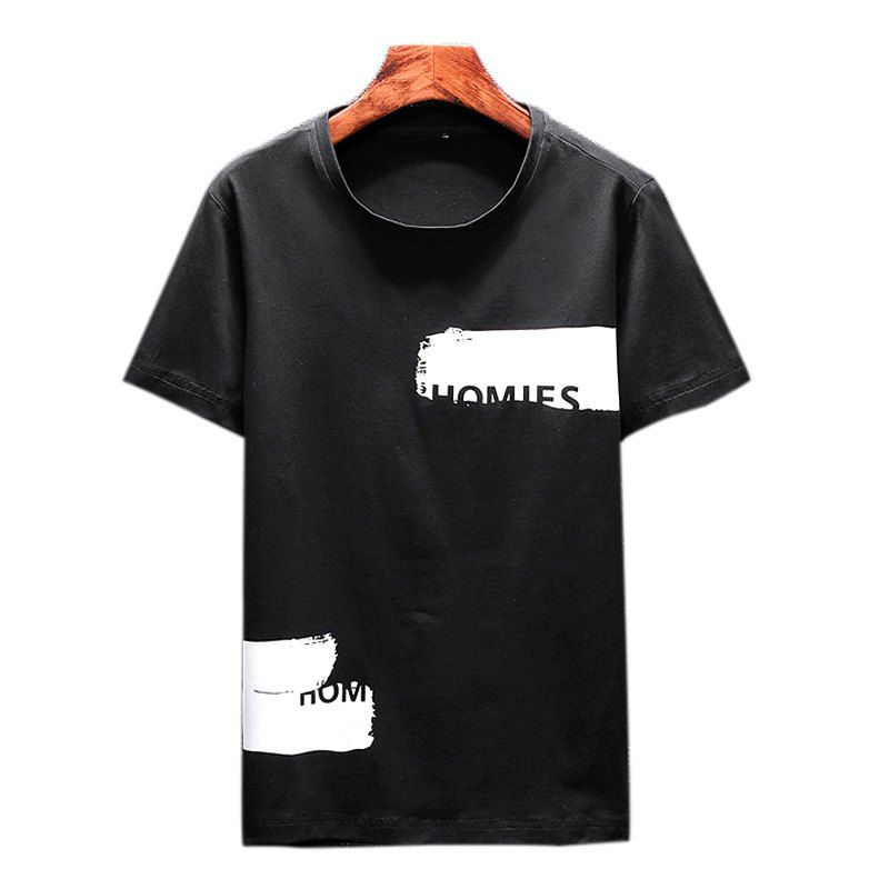 

Men Splice Fashion Cotton Short T-shirt, Black