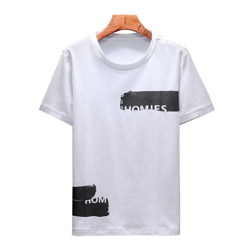 

Men Splice Fashion Cotton Short T-shirt, White