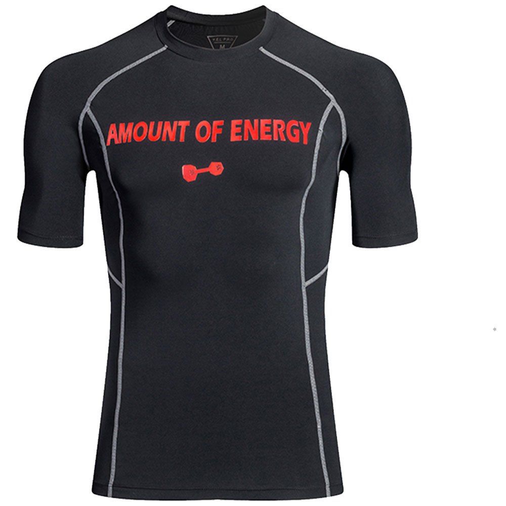 

Men's Sport Compressed Fitness Running Fast Dry Short Sleeved T-Shirts, Black