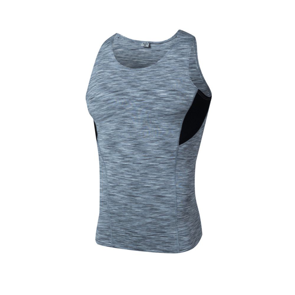 

Men's Skinny PRO Sports Fitness Basketball Running Training Sweat Speed Dry Vest, Light gray