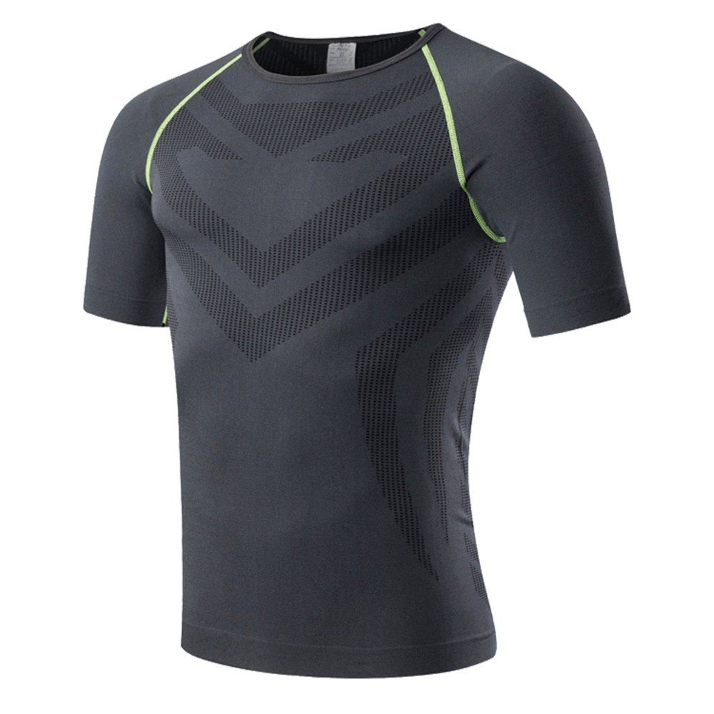 

Men's Short-Sleeved Fitness Basketball Running Stretch Skin-Tight Dry T-Shirt, Night