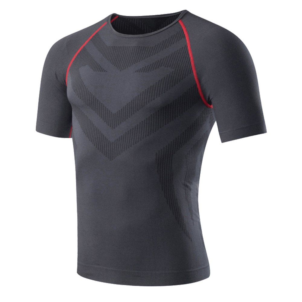

Men's Short-Sleeved Fitness Basketball Running Stretch Skin-Tight Dry T-Shirt, Natural black