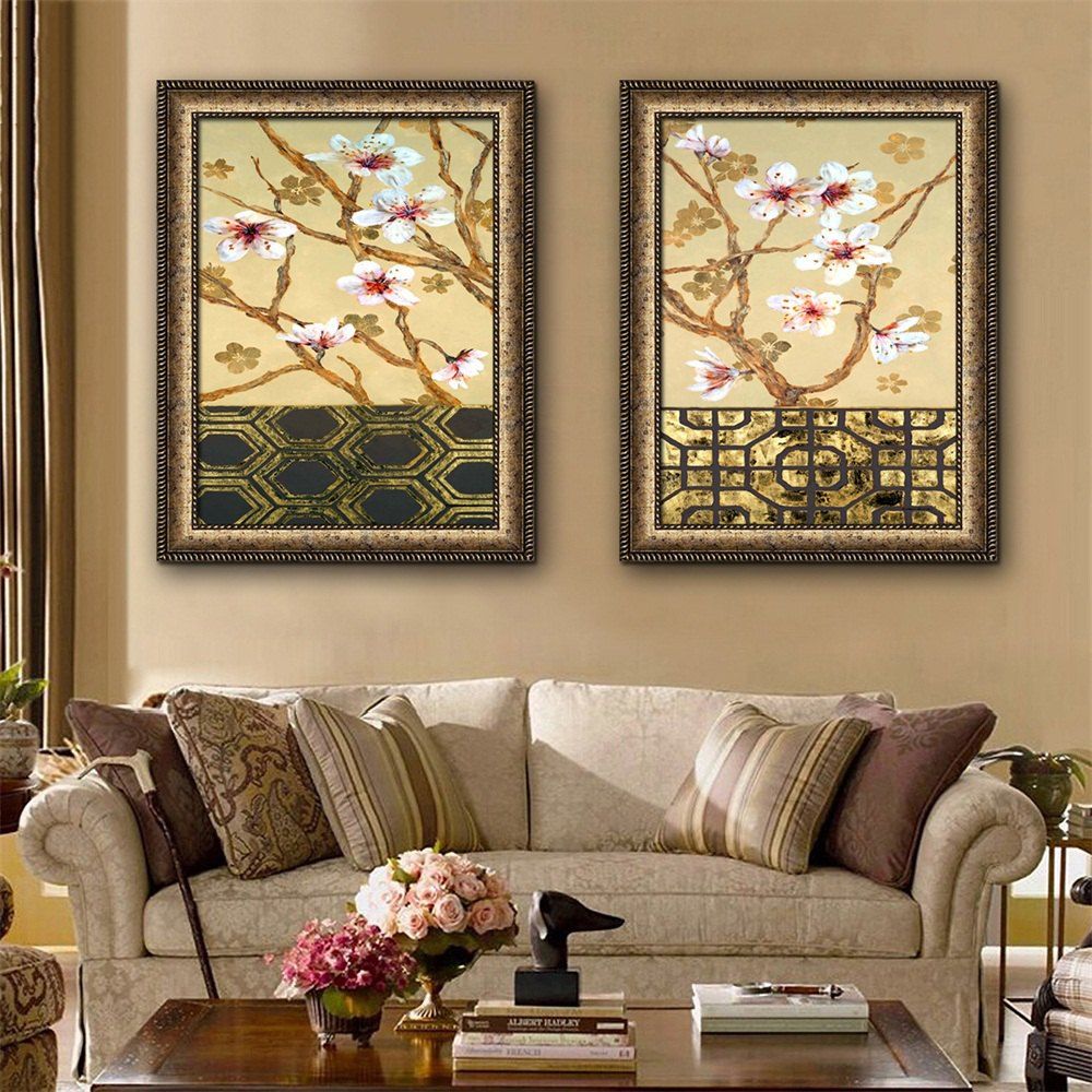 

Special Design Frame Paintings Peach Blossom Print 2PCS, Multi