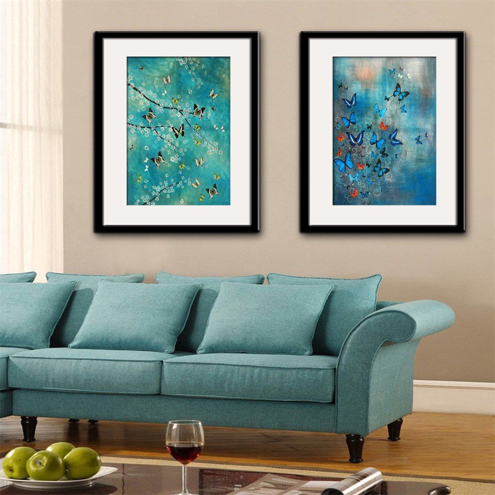 

Special Design Frame Paintings Butterflies Print 2PCS, Multi