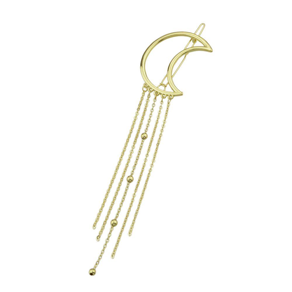 

Gold-Color With Moon Long Chain Hairgrips