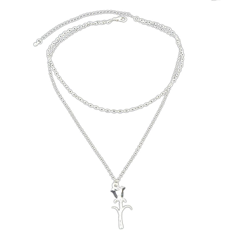 

Gold Silver Color Chain With Flower Pendant Necklace
