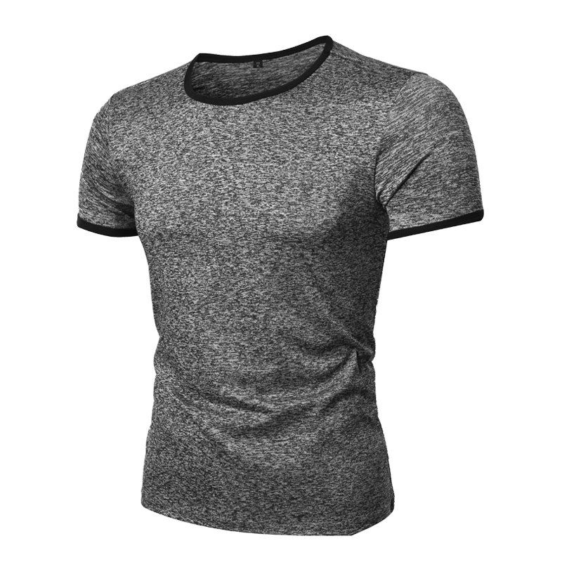 

Summer New Round Collar Repair Pure Color Men's Short Sleeve T-shirts, Black