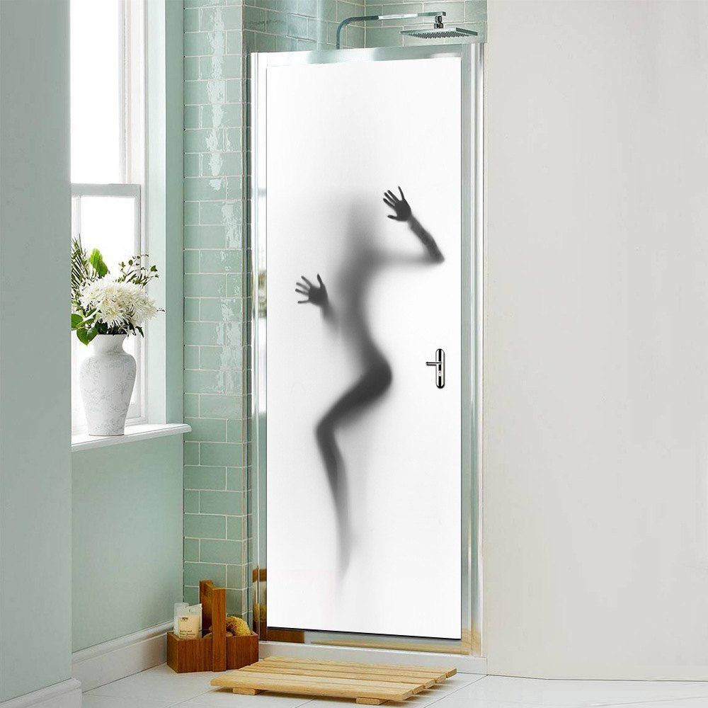 

Sexy Girl Silhouette Cucoloris Bathroom Door Stickers PVC Mural Bedroom Decor, Transparent