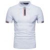 New Summer Zipper Men's Lapel Short Sleeve Shirt - WHITE M