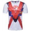 Summer Wear New Graffiti Ink Jet Printing Men Short Sleeve T-shirt - WHITE M