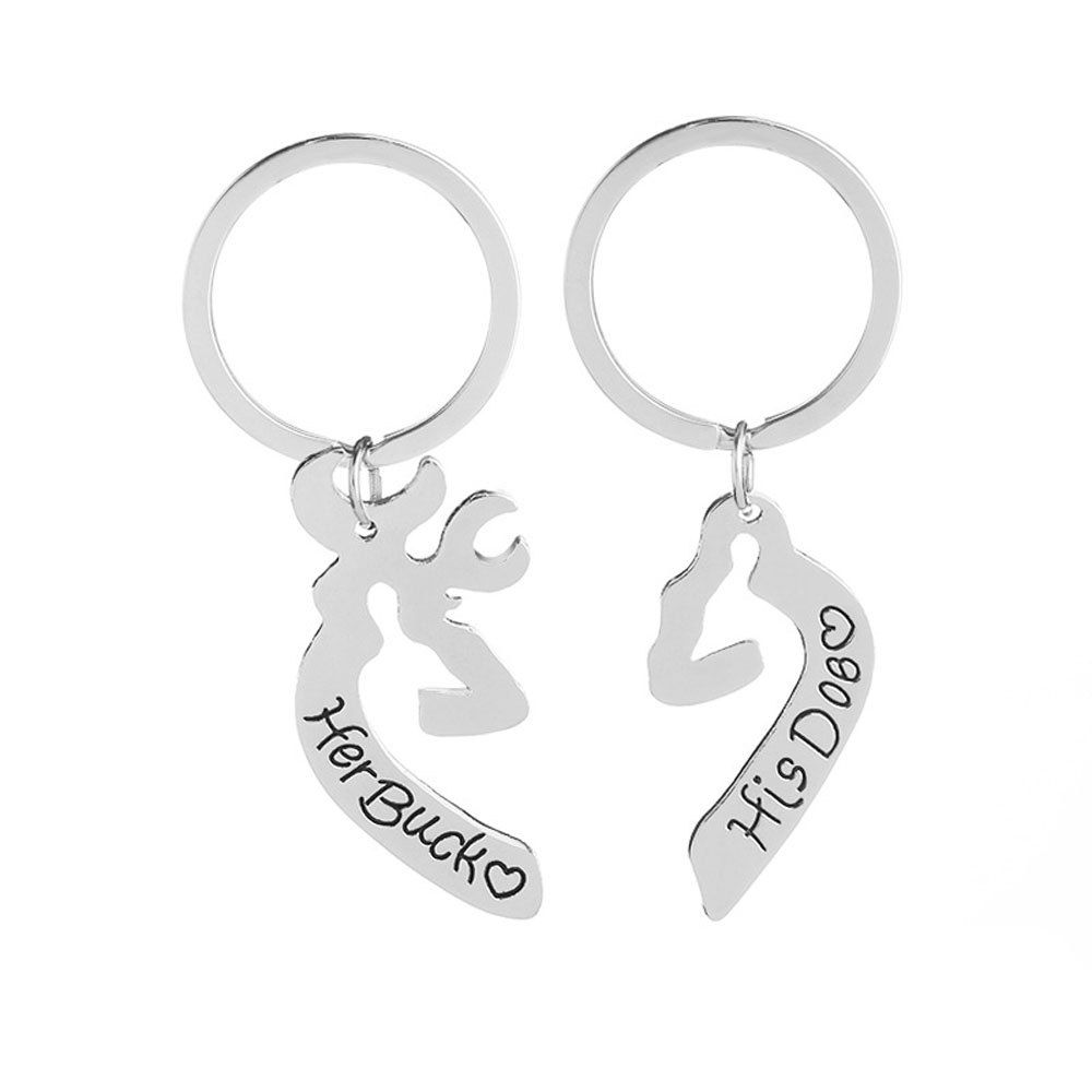 

Letter Mosaic Heart Shaped keychain 2PCS, White