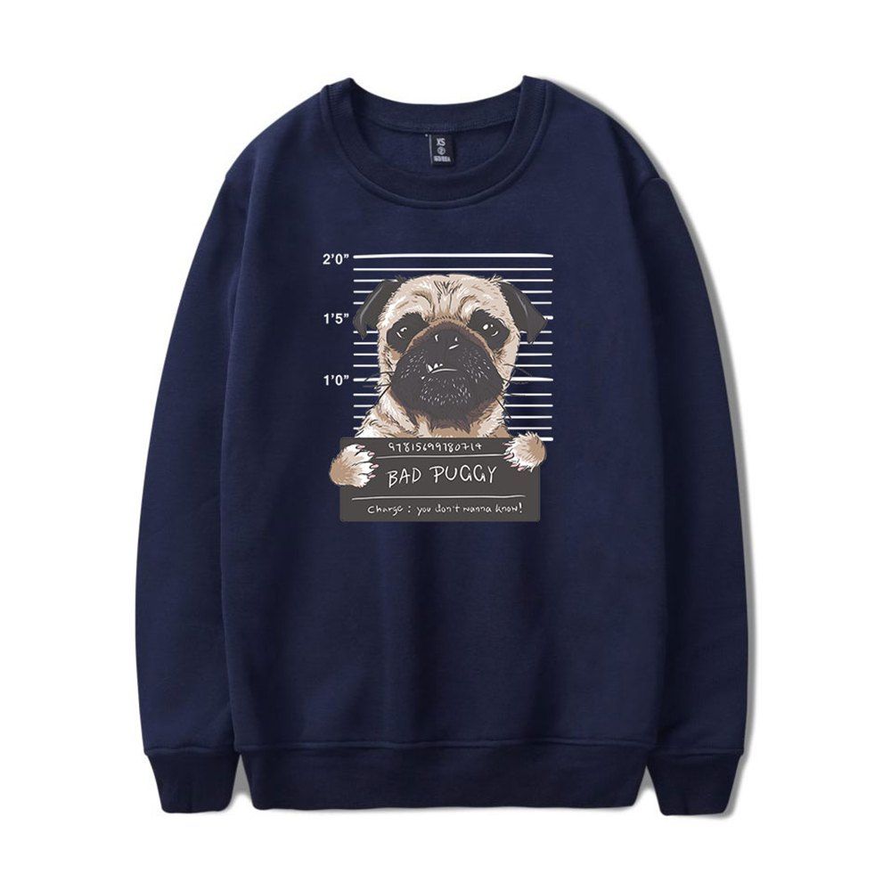 

2018 New Cartoon Dog Sweatshirt, Navy blue