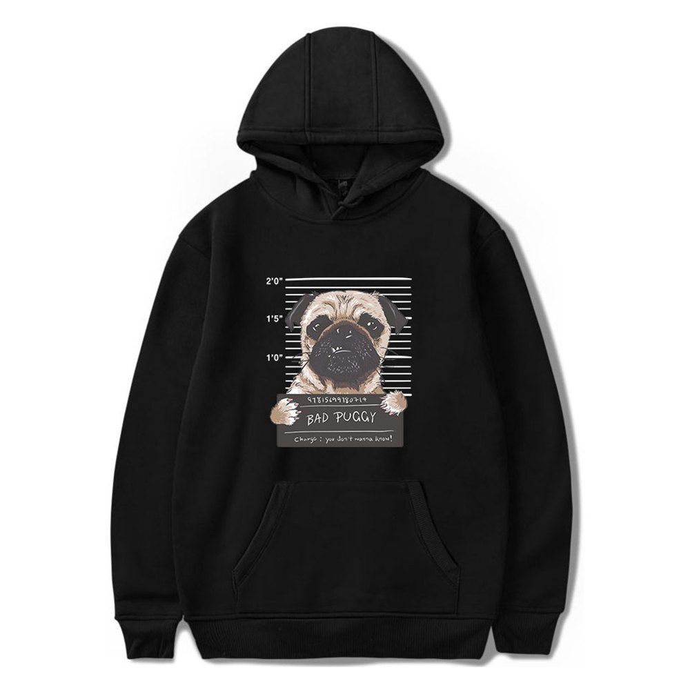 

2018 New Cartoon Dog Hoodie, Black