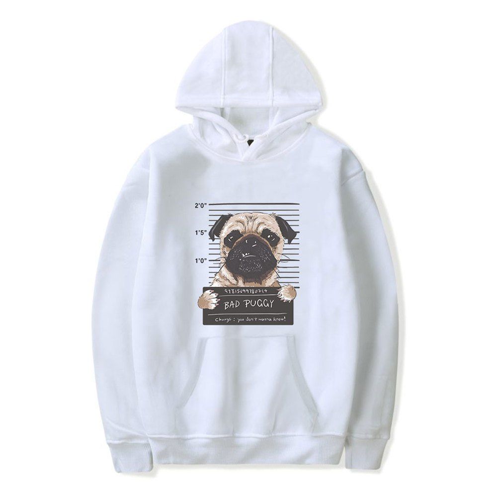 

2018 New Cartoon Dog Hoodie, White