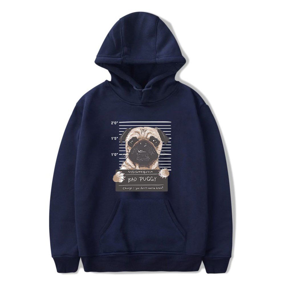 

2018 New Cartoon Dog Hoodie, Navy blue