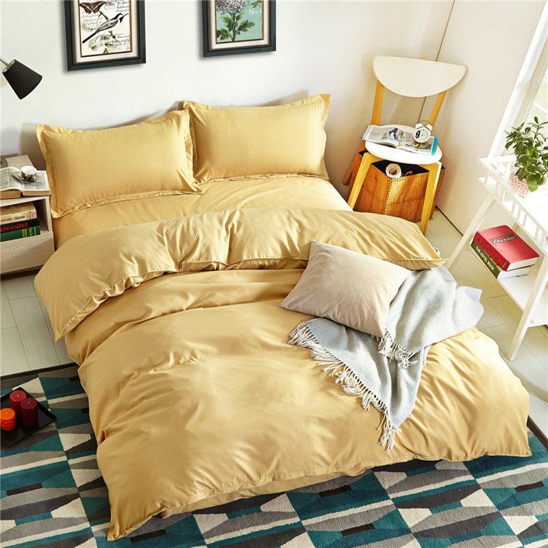 

Simple Pure Color Aloe Cotton Bedding Set 4PCS, Camel brown