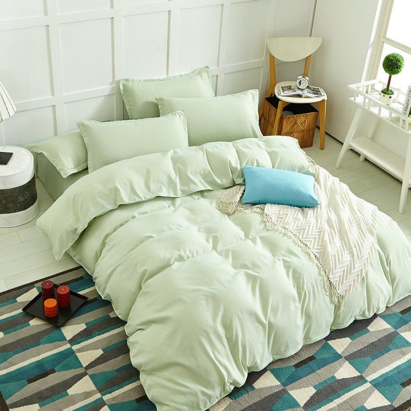 

Simple Pure Color Aloe Cotton Bedding Set 4PCS, Green