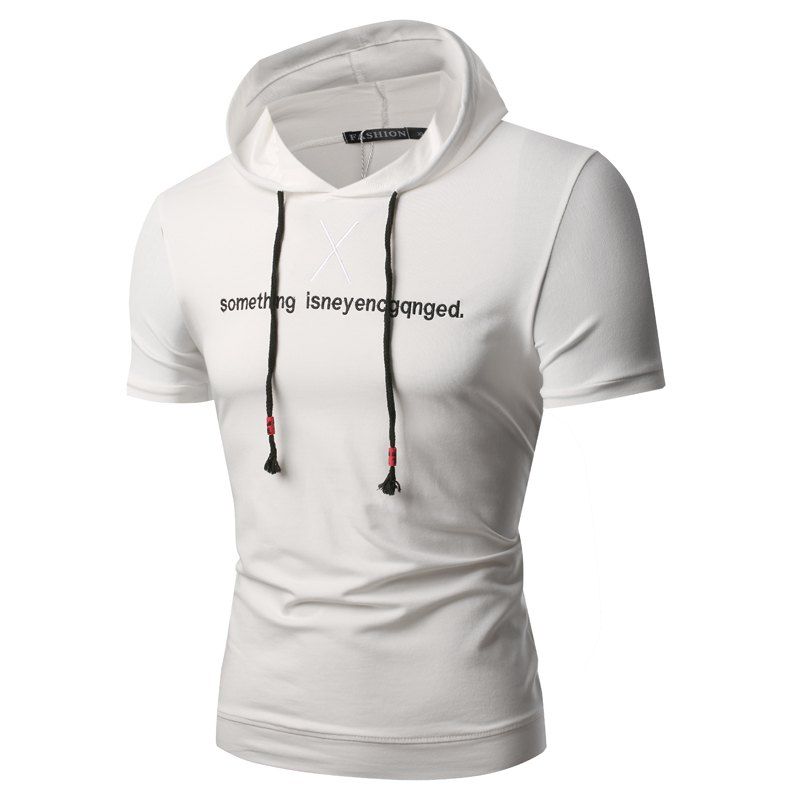 

Summer Fashion Letters for Men's Hat Short Sleeve T-shirts, White