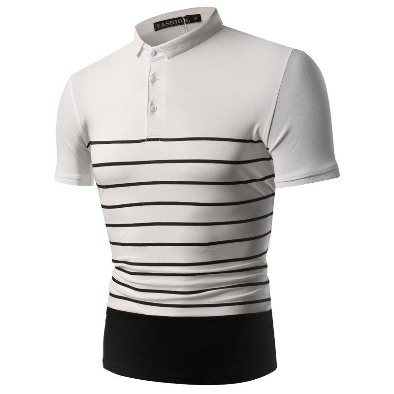 

Summer Fashion Streak Lapel Men's Short Sleeve Polo Shirt, Black