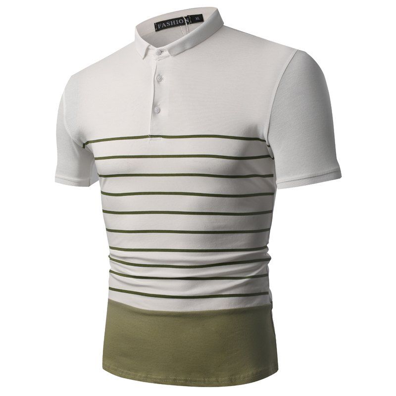 

Summer Fashion Streak Lapel Men's Short Sleeve Polo Shirt, Green