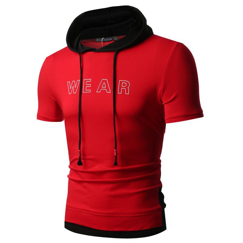 

Summer Fashion Color Letter Printed Hat and Men's Short Sleeve T-shirt, Red