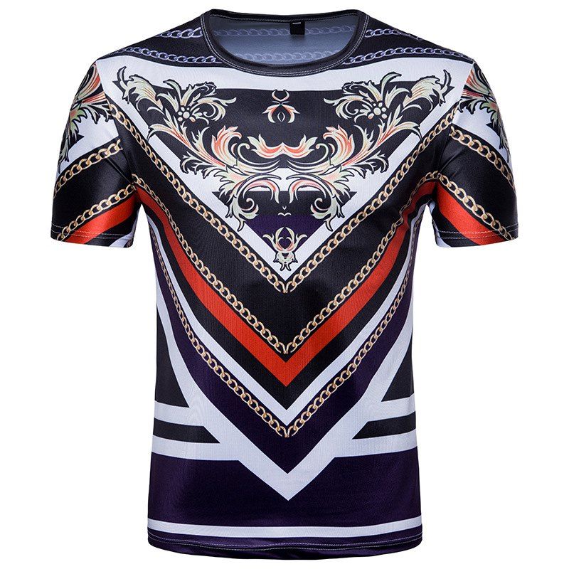 

European Court Printing Men's Casual Short Sleeved T-shirt, Black