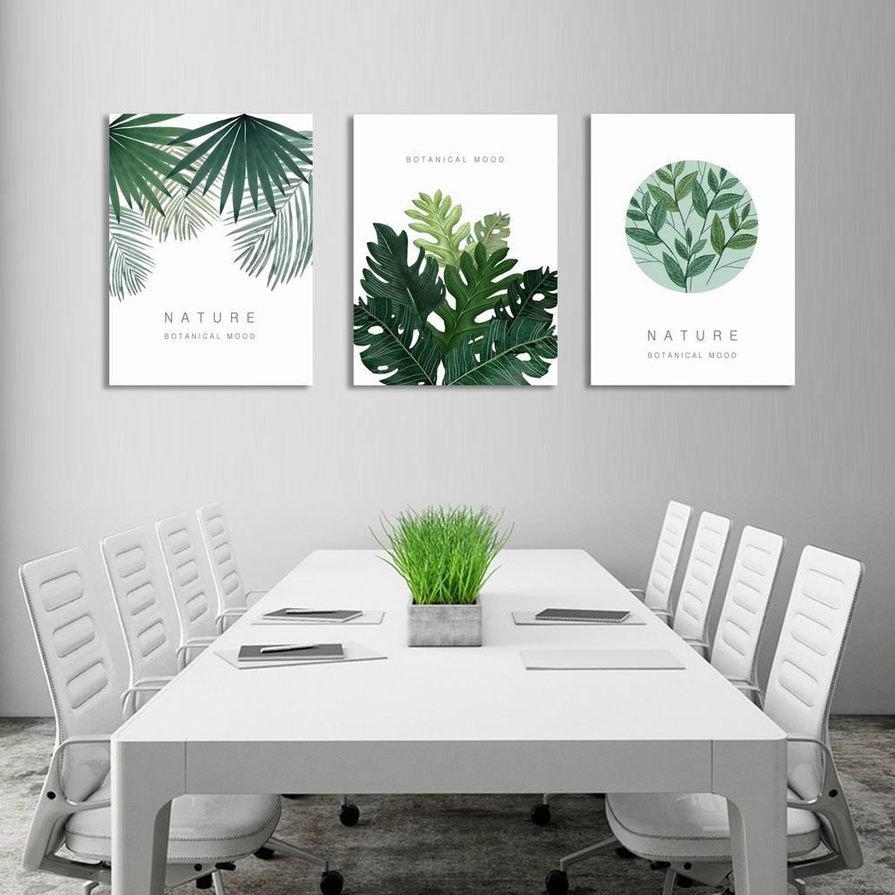 

W236 Leaves Unframed Art Wall Canvas Prints for Home Decorations 3 PCS, Multi-a