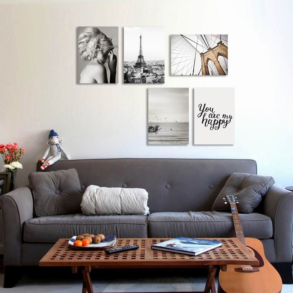 

W237 Unique Unframed Art Wall Canvas Prints for Home Decorations 5 PCS, Multi-a