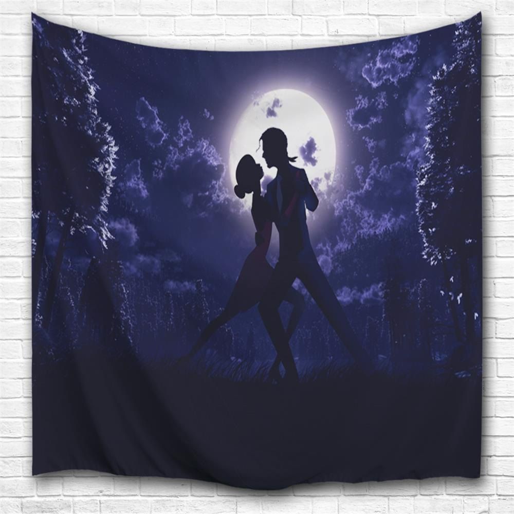 

Couple Under The Moon 3D Printing Home Wall Hanging Tapestry for Decoration, Multi-a