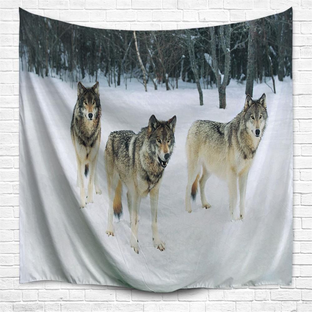 

Snow Wolves 3D Printing Home Wall Hanging Tapestry for Decoration, Multi-a