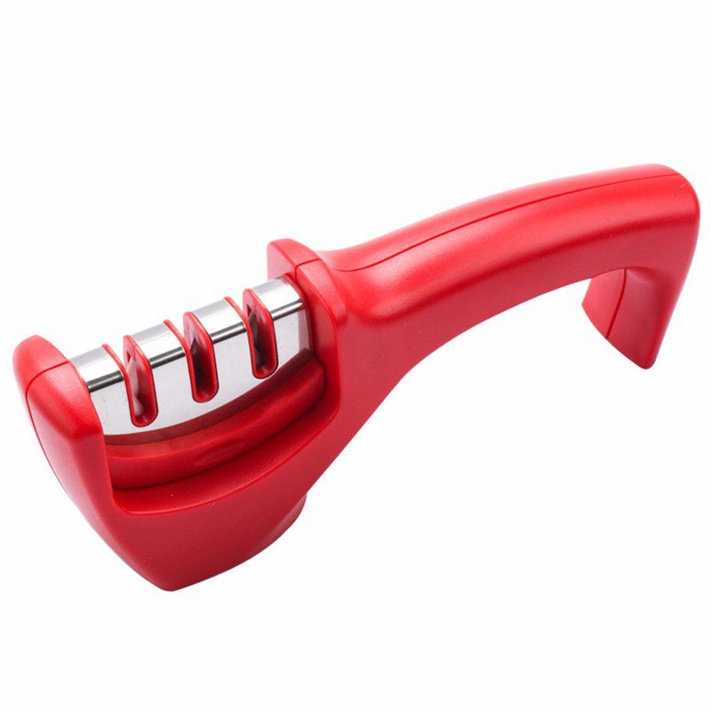 

Professional Kitchen Knife Sharpener 3 Stage Diamond Sharpening Tool, Red