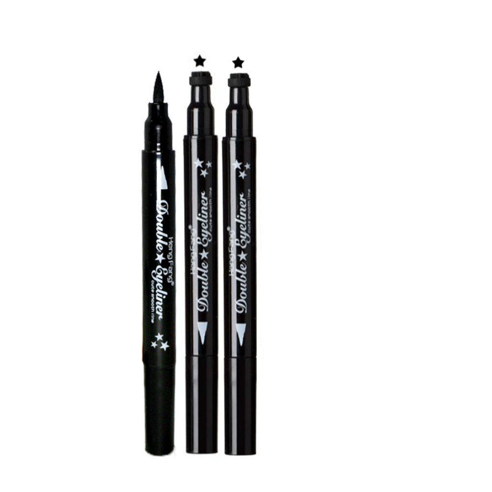 

Double Head Liquid Eyeliner with Eye Stamp Seal Waterproof Black, Multi-a