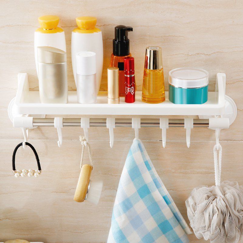 

Multifunctional Kitchen Bathroom Sucker Storage Rack, White