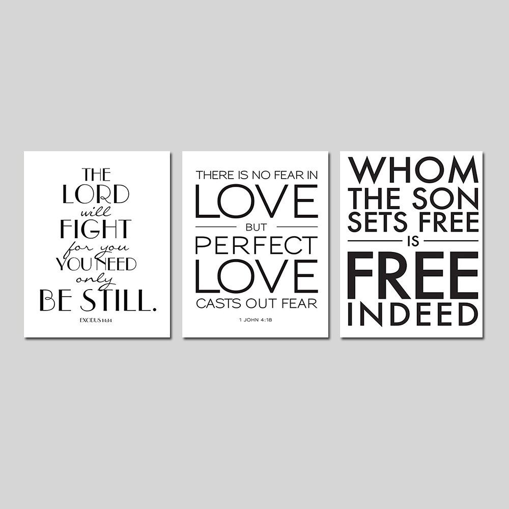 

Contemporary Simple Background Black and White English Adornment Print 3PCS, Multi