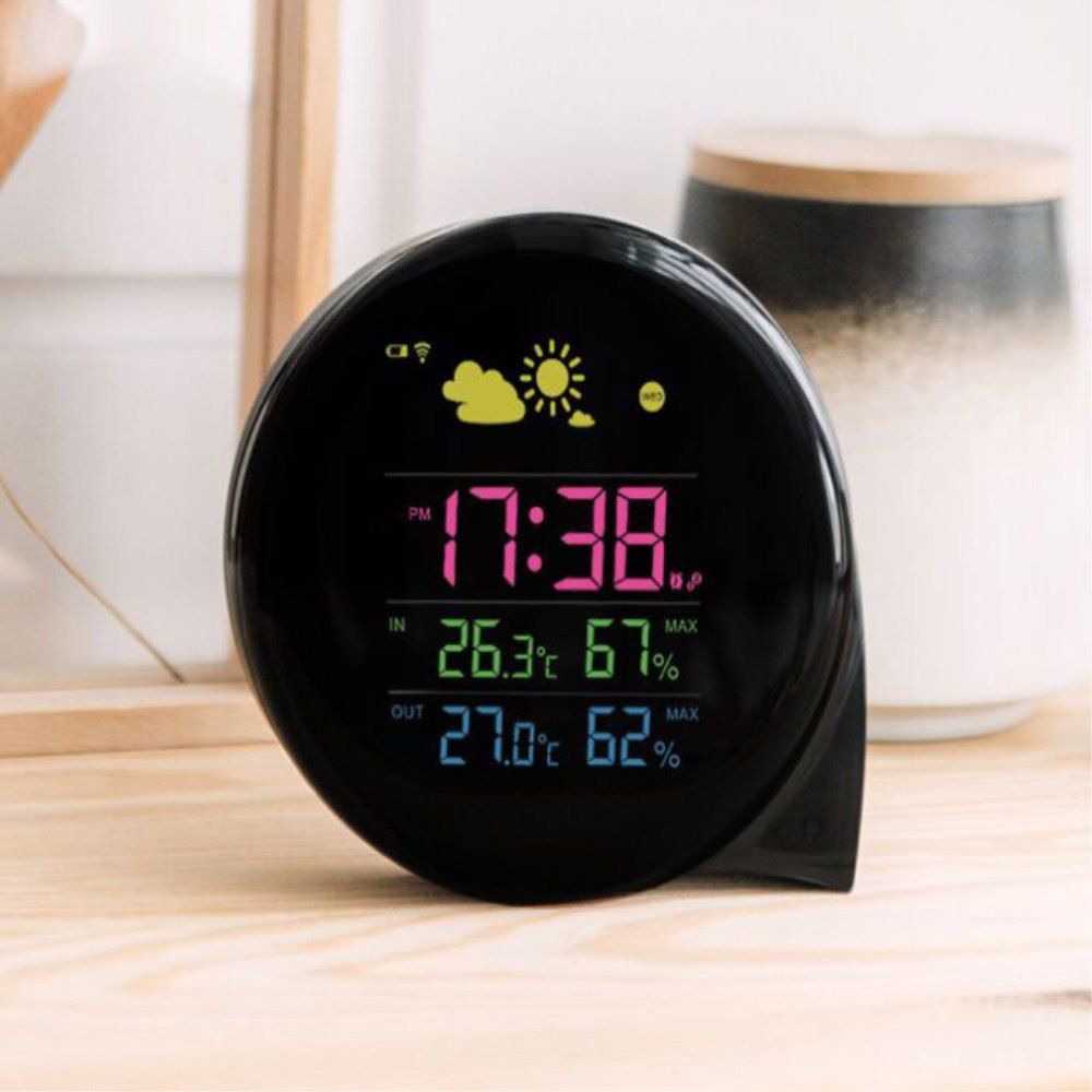 

Intelligent Creative Multifunction Small Comma Alarm Clock Weather Station, Black