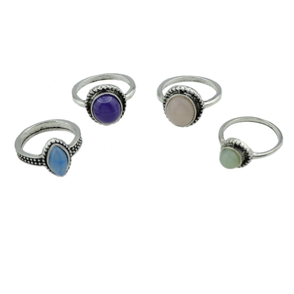 

Vintage Antique Silver Color Midi Female Ring Sets