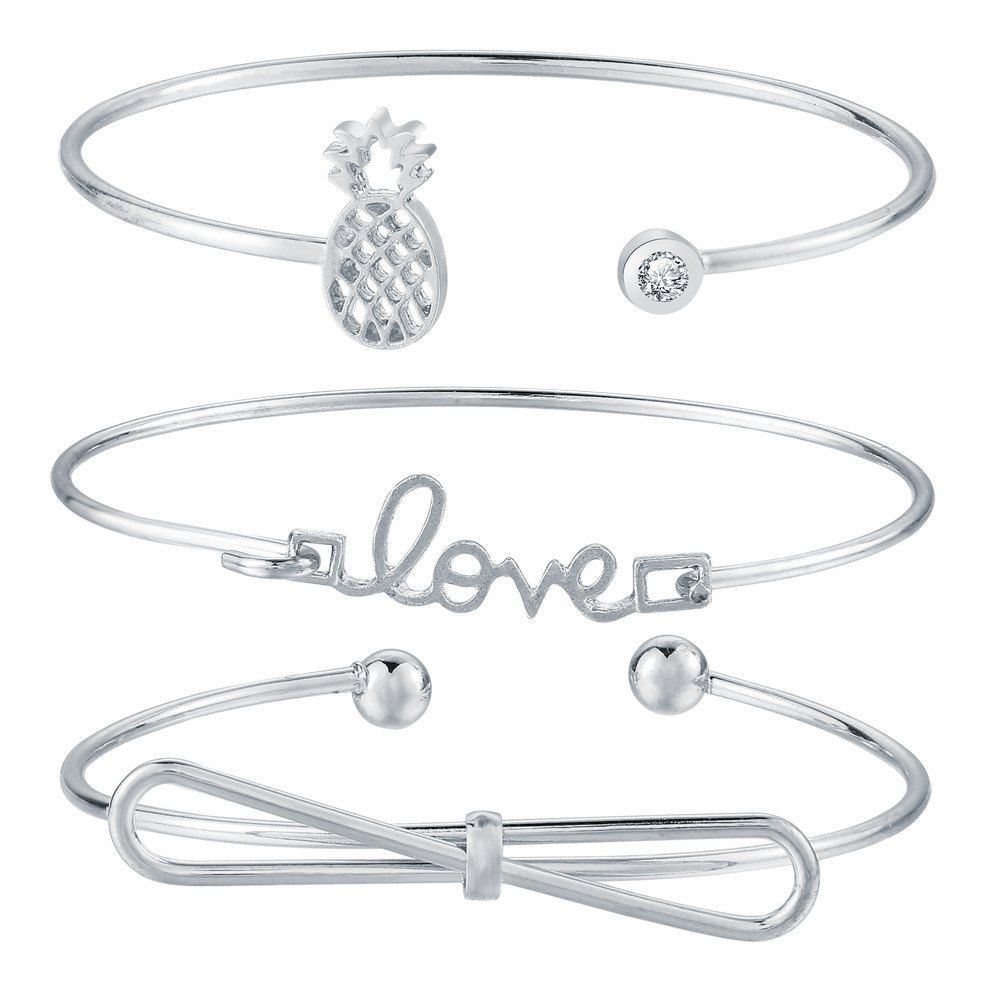 

New Type of Character Letter Bowknot Pineapple Bracelet, Silver