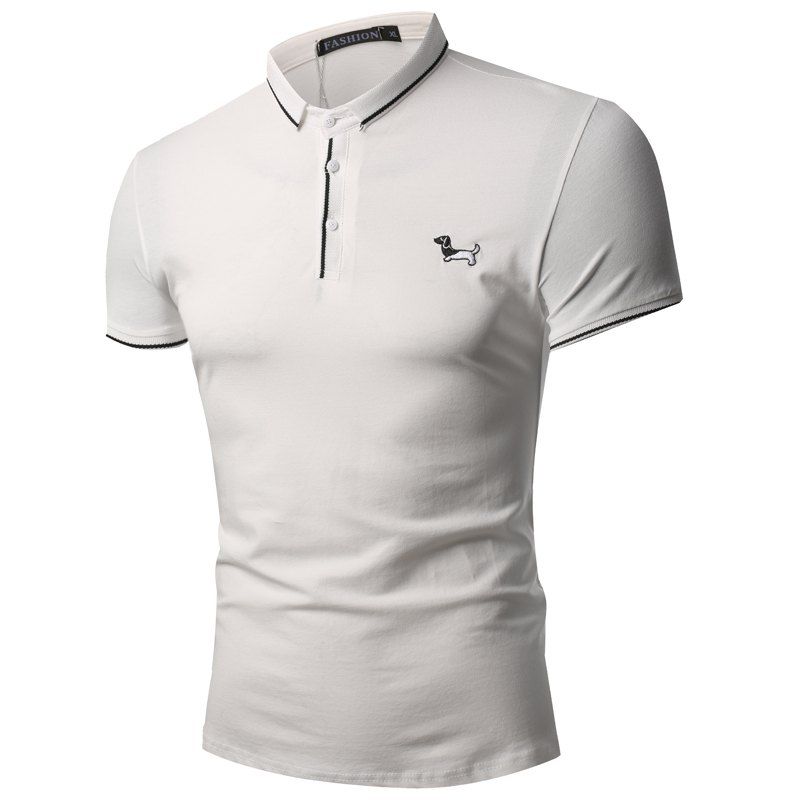

Summer Fashion Collar Color Lapel Men's Short Sleeve Polo Shirt, White