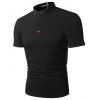 Summer Fashion Solid Color Lapel Men's Short Sleeve  Shirt - BLACK M