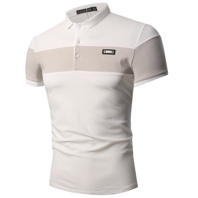 

Summer Fashion Tailor Collar Men Short Sleeve Polo Shirt, White