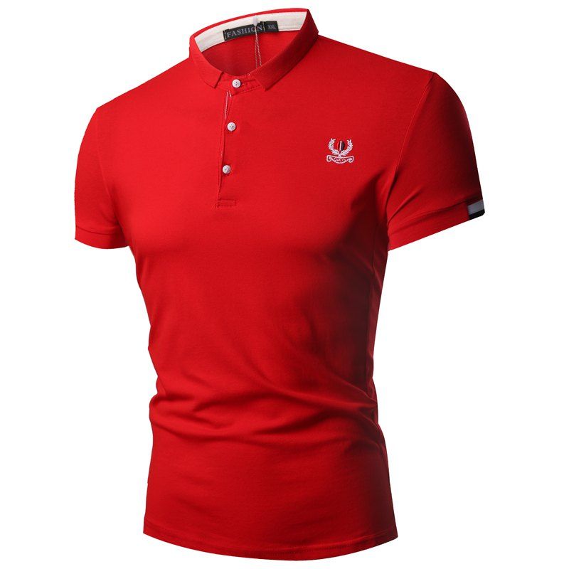 

Trendy Summer Business Hop Lapel Men's Short Sleeve Polo Shirt, Red