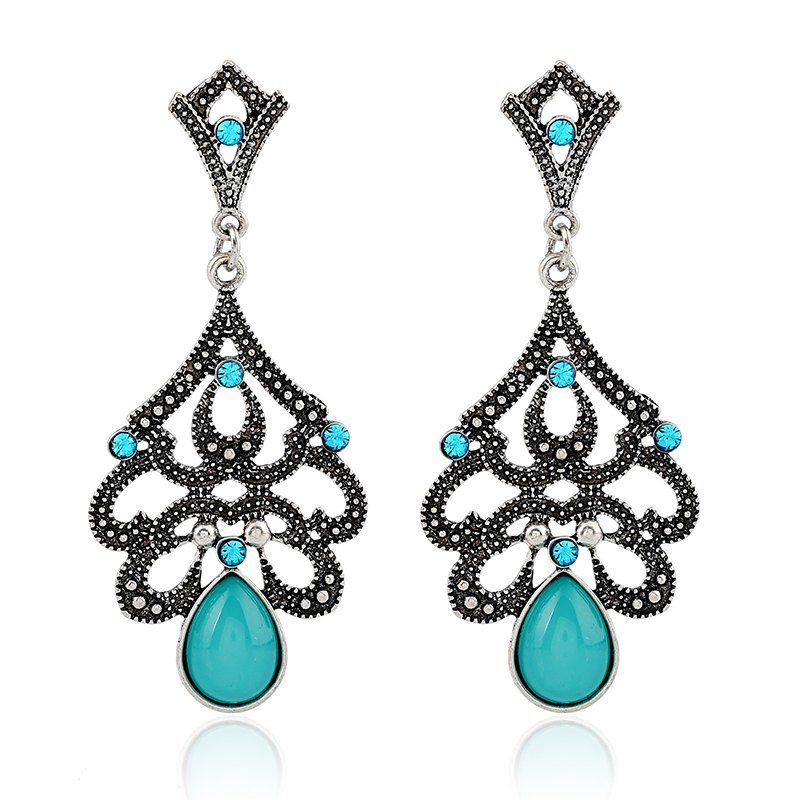 

Hot Jewelry Wholesale Europe and The United States Diamond Pierced Earring, Deep sky blue