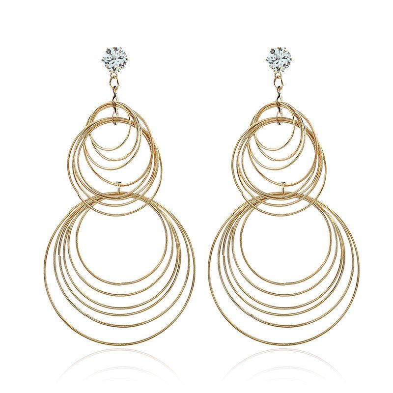 

Street Fashion Show Geometry Circle Earrings, Gold