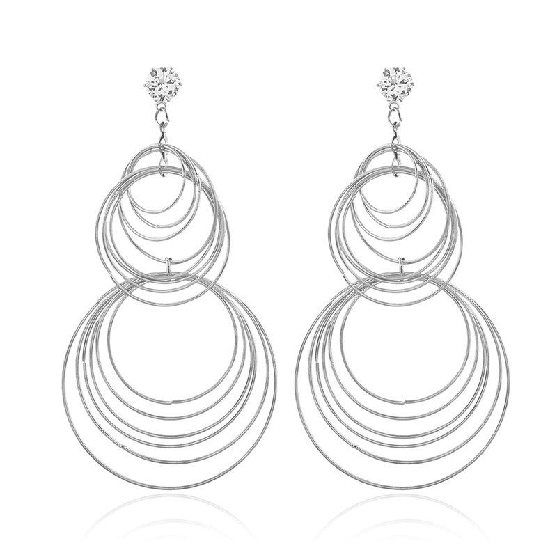 

Street Fashion Show Geometry Circle Earrings, Silver