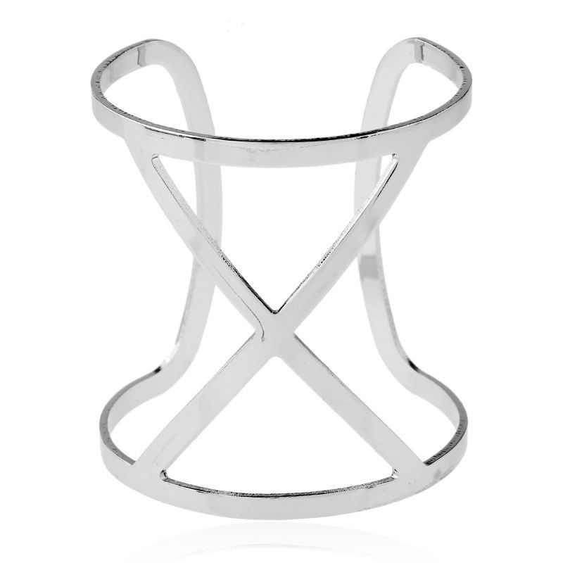 

Fashion Opening Temperament Metal X-Shaped Jewelry Bracelet, Silver