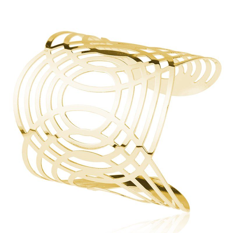 

Simple Design Punk Metal Big Round Circle Lap Bracelet, Gold