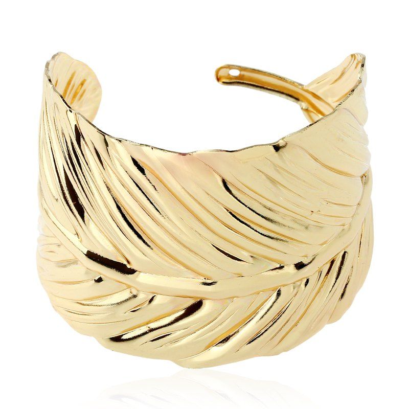 

Punk Wind Metal Leaf Stripe Bracelet, Gold