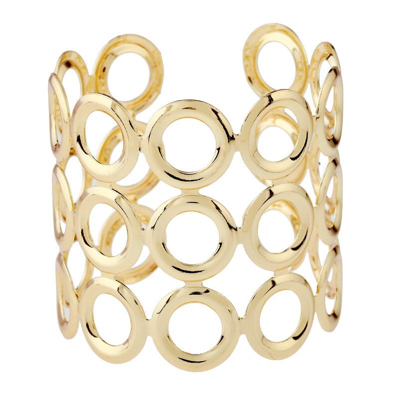

Simple Geometric Round Metal Cutout Bracelet, Gold